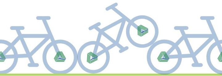 a row of bicycles with Tri Delta Transit logo