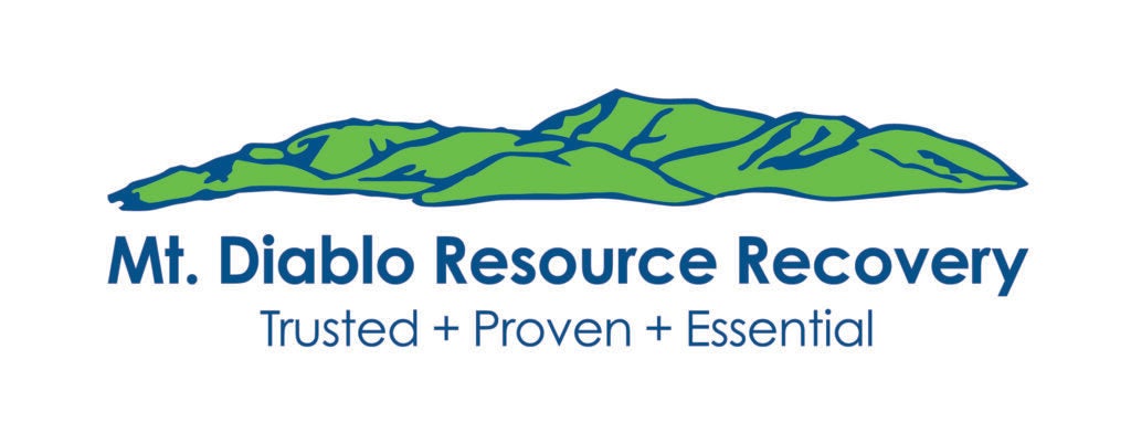 Mt. Diablo Resource Recovery logo with mountain range, name and trusted + proven + essential