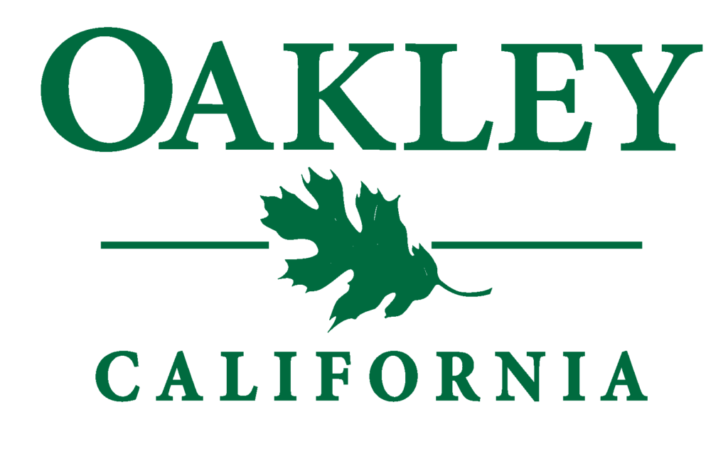 City of Oakley logo. Words Oakley California with an Oak leaf in middle.