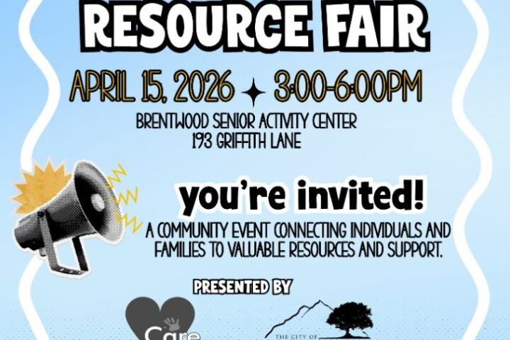 Poster showing people with disabilities advertising the All Abilities Fair on April 15th in Brentwood